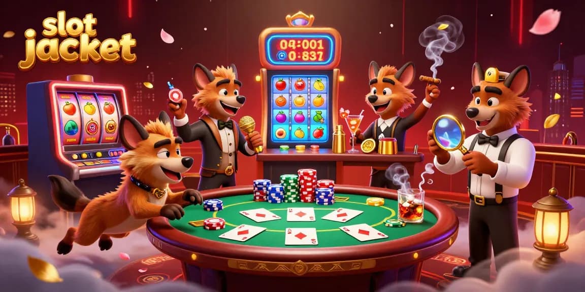 Hyena menghibur di kasino slot jackpot dengan berbagai permainan dan suasana ramai.