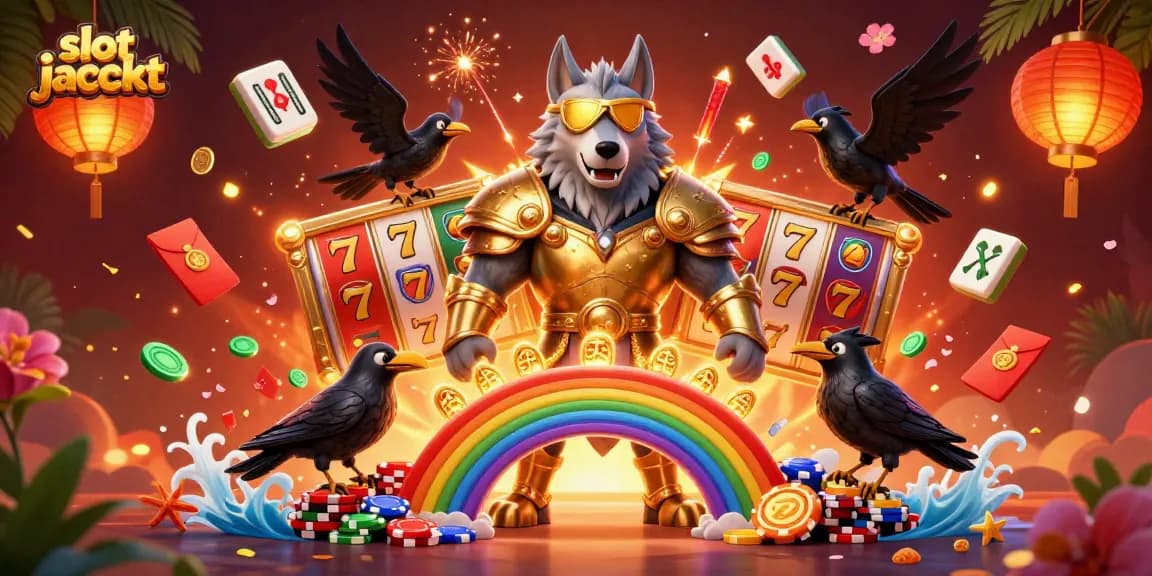 Menangkan slot jackpot dengan tampilan meriah yang menampilkan simbol keberuntungan dan suasana kasino yang menggoda.