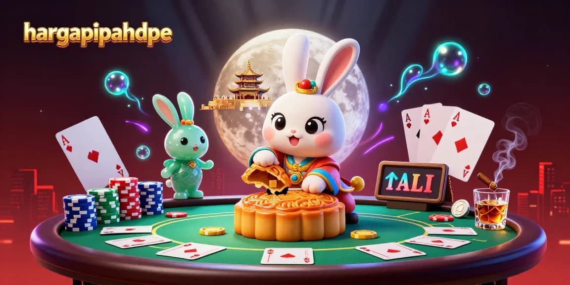 Experience thrilling gameplay with hargapipahdpe, showcasing vibrant poker chips and epic lunar-themed elements.