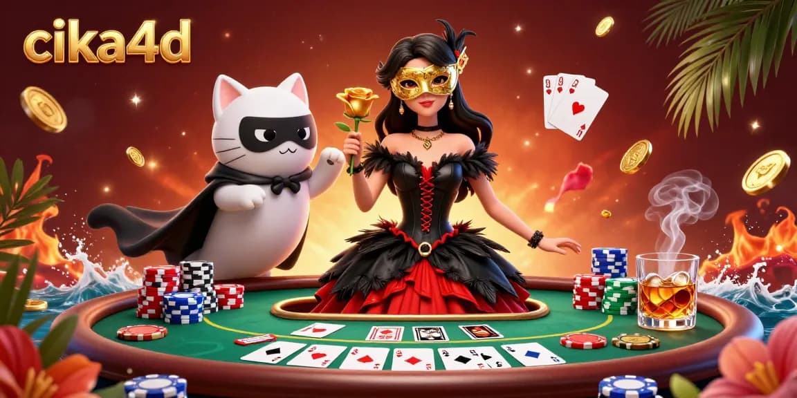 Experience thrilling gameplay with cika4d, showcasing a vibrant casino scene with poker elements.