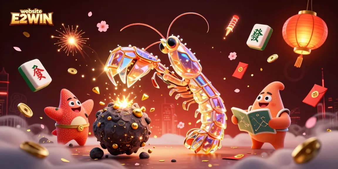 Experience thrilling gaming adventures on the website E2WIN with vibrant casino-themed illustrations.