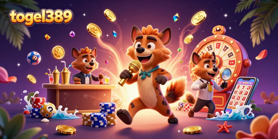 Experience the excitement of togel389 with a vibrant 3D casino scene packed with engaging characters and dynamic game elements.
