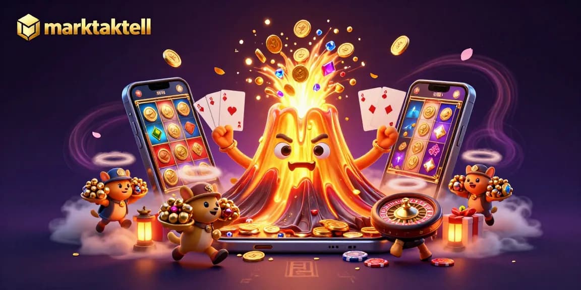 Experience the thrill as marktaktuell unveils colorful slot games amidst a golden treasure eruption.