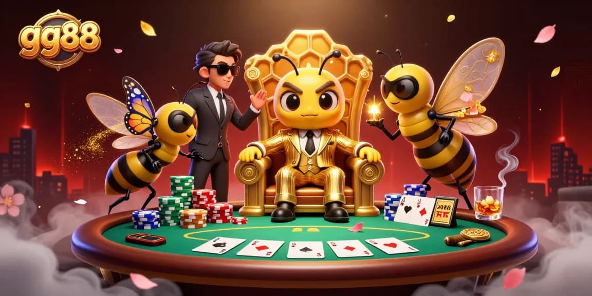 Engage in thrilling poker action at gg88 Casino with the bumblebee mob boss and his entourage.