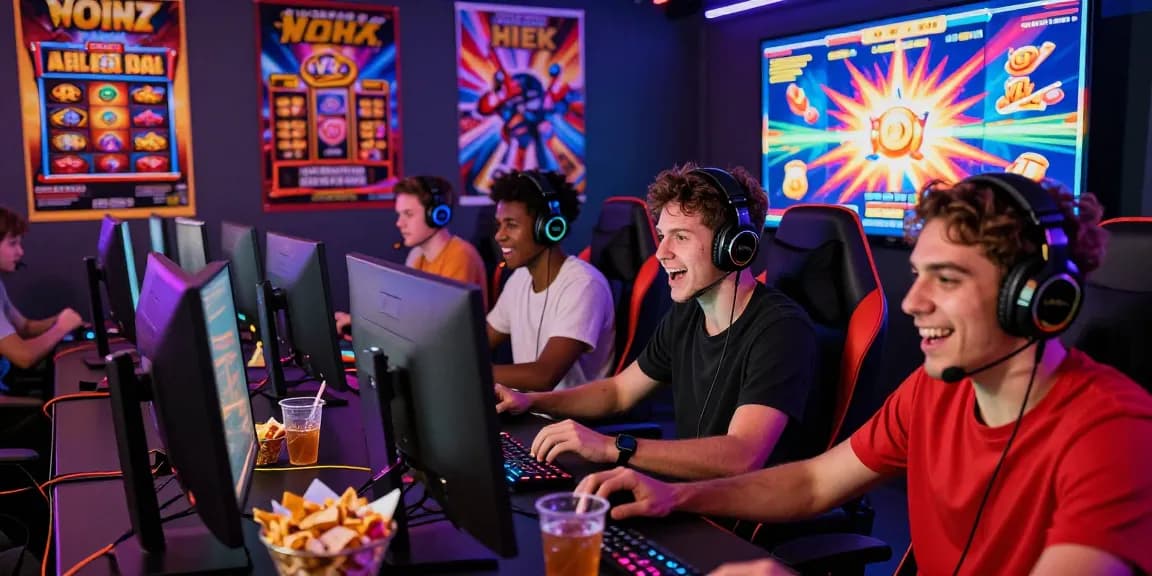 Engaging online gaming environment featuring สล็อตขั้นต่ำ1บาท with friends immersed in the fun of slot games.