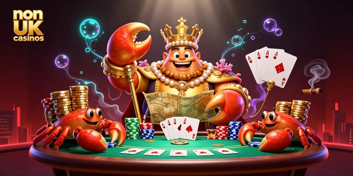 Engage with exciting non UK casinos through a vibrant and dynamic 3D scene filled with poker elements.