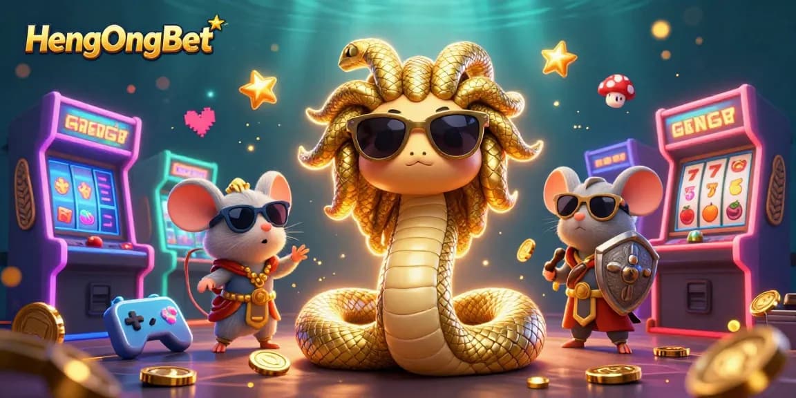 Experience exciting gameplay at HengOngBet with colorful game machines and unique characters adding to the casino atmosphere.