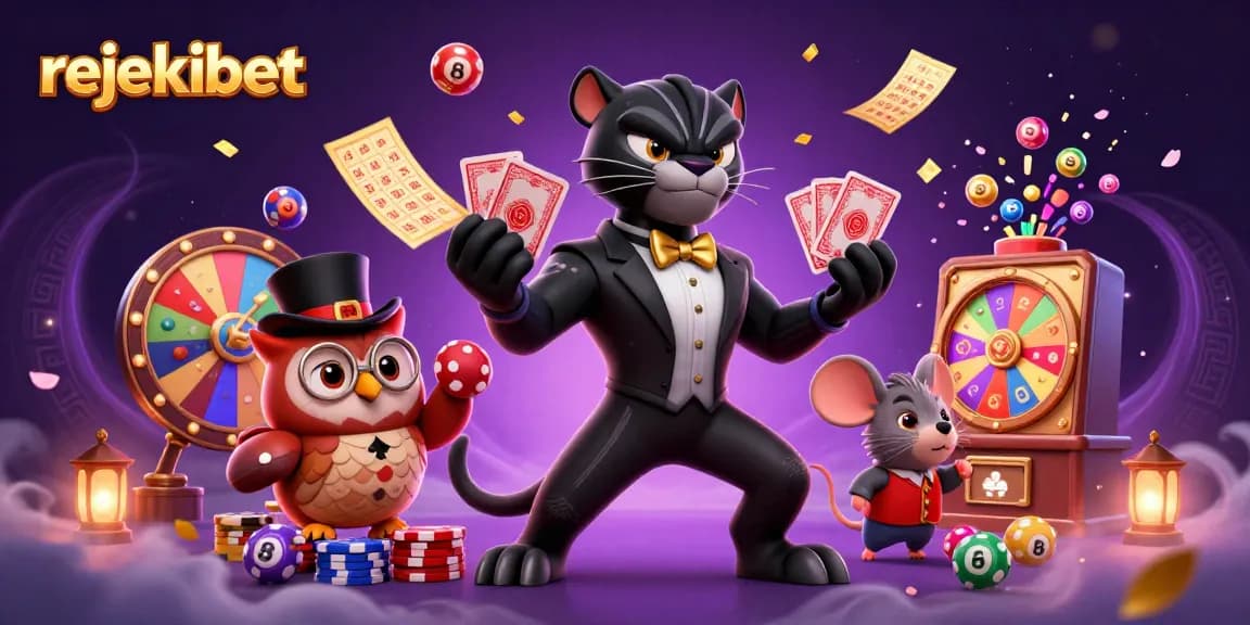 Experience thrilling wins with Rejekibet's magical gaming scene in a vibrant 3D illustration.