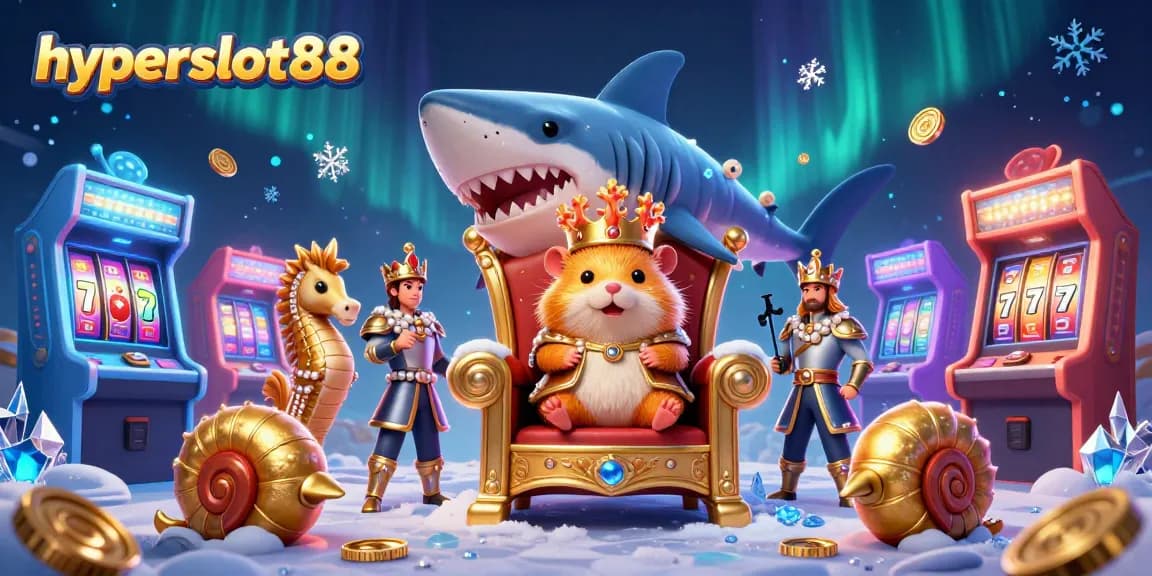 Play at hyperslot88 with the golden hamster king amidst vibrant slot action and gaming excitement!