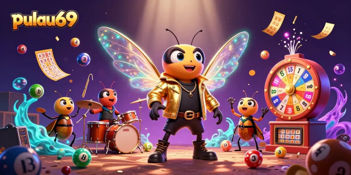 Experience pulau69 excitement as cartoon characters engage in lively lottery-themed action.