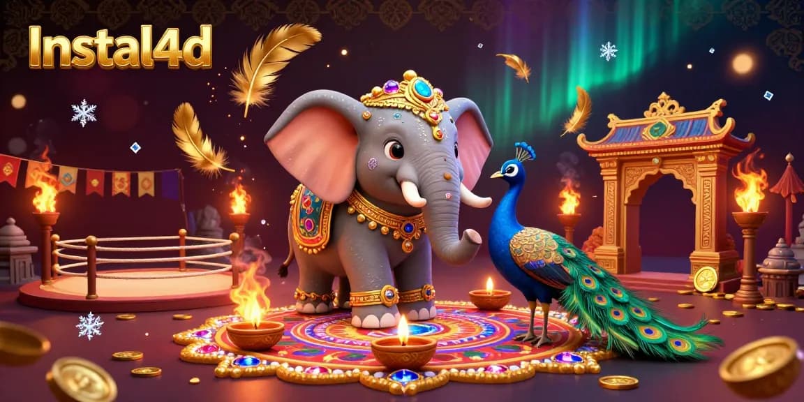 Experience thrilling gameplay with Instal4d's vibrant, festive 3D casino scene filled with delightful elements.