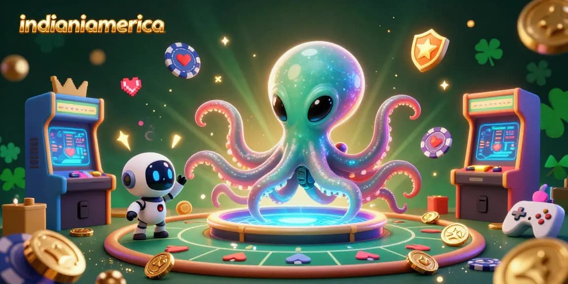 Join the excitement at indianiamerica with a thrilling cosmic poker game led by an intergalactic octopus!