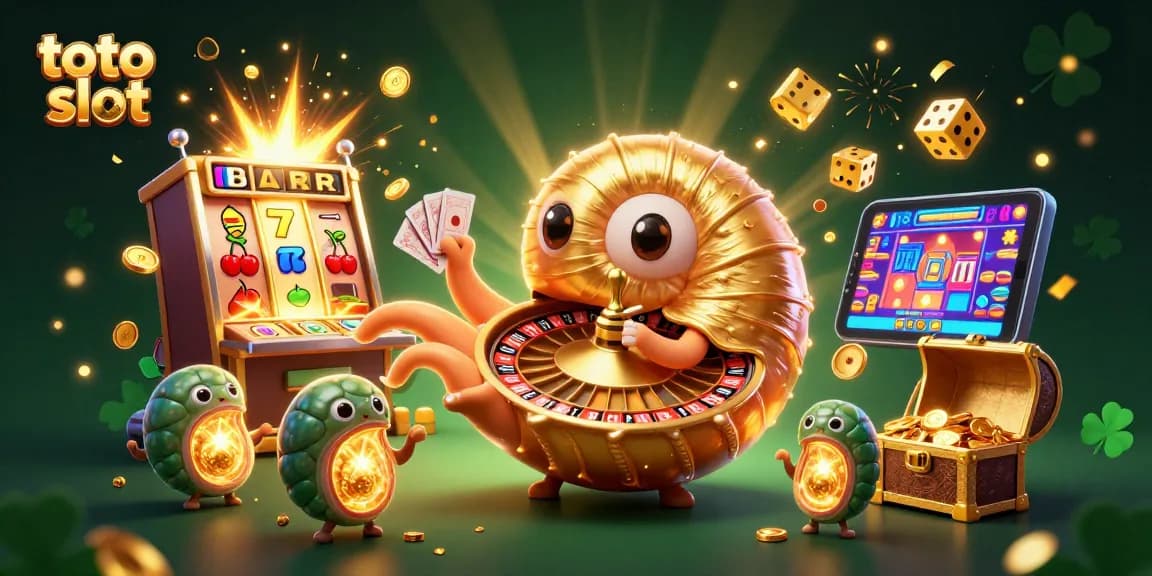 Engage with thrilling toto slot gameplay in a 3D fantasy casino atmosphere, featuring dynamic characters and gleaming rewards.
