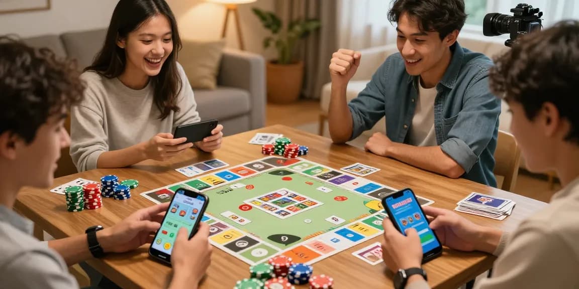 Join game and enjoy Card Rummy with friends in a lively living room atmosphere.