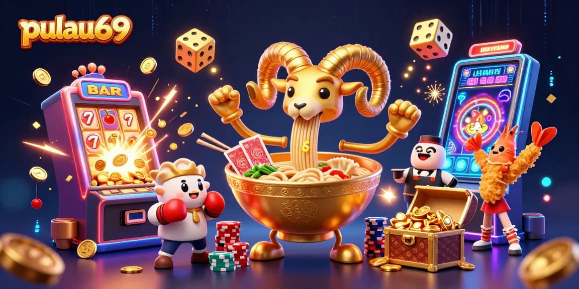 Engage with pulau69 in a dynamic gaming scene featuring animated casino characters and vibrant elements.