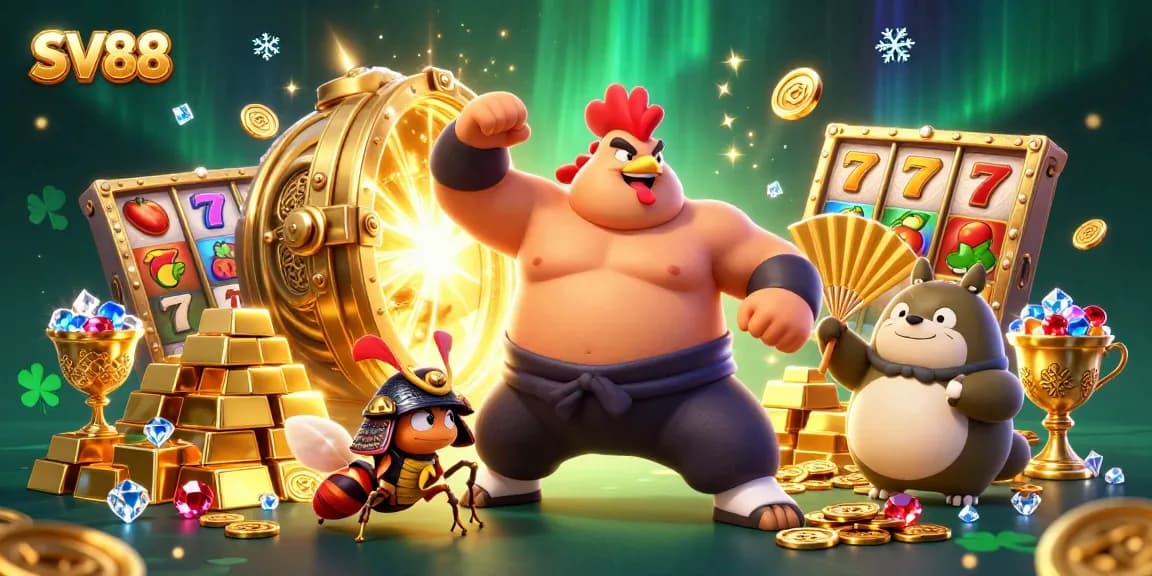 Experience thrilling SV88 slot action featuring vibrant characters and dynamic casino elements.