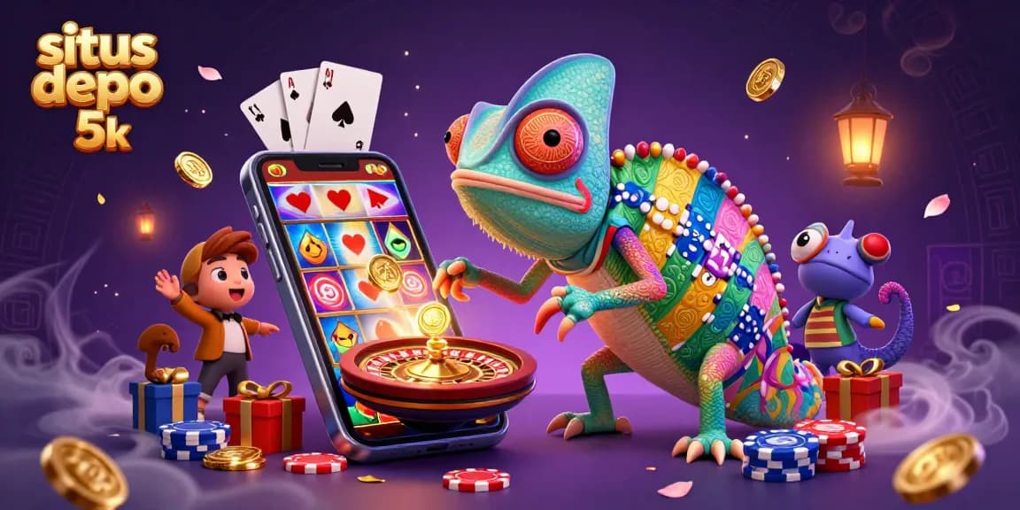 Engaging scene of situs depo 5k with colorful characters and casino elements showcasing exciting gameplay.