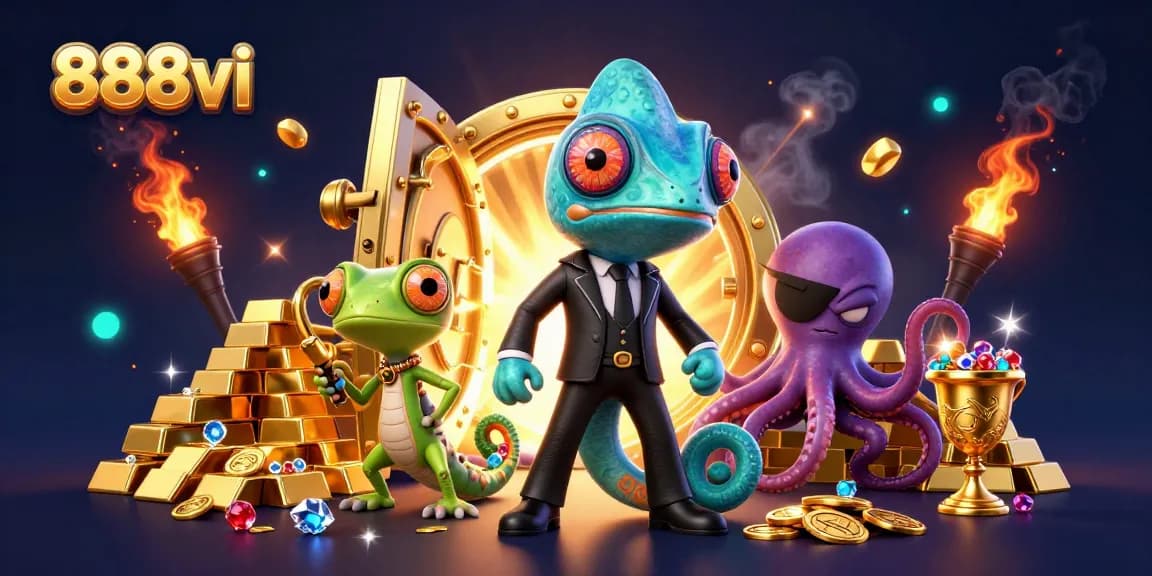 Experience thrilling jackpots with 888vi's rich 3D casino scene filled with treasures and excitement.