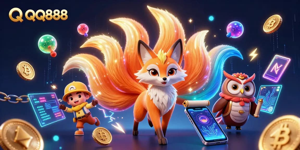 Engage in thrilling gameplay at QQ888 with colorful spirit characters and dynamic crypto elements.