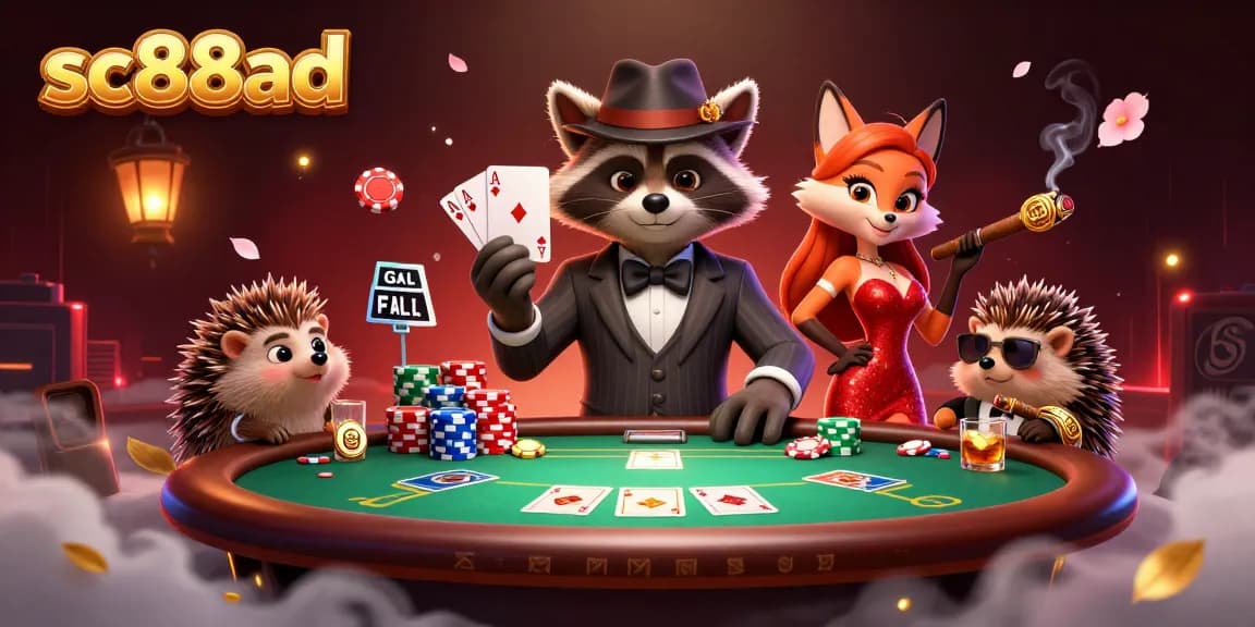 Experience thrilling poker action with sc88ad's stylish characters and vibrant casino elements.