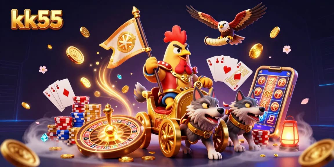 Experience thrilling action at kk55 with epic rewards, coins, and vibrant casino elements.