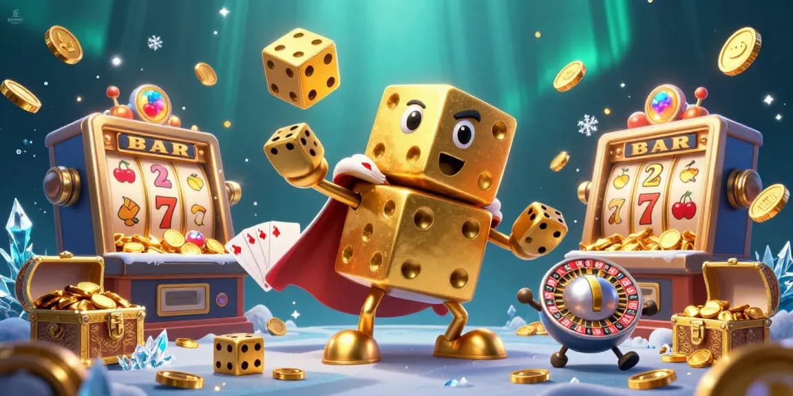 Win big with pragmatic slots featuring a dynamic 3D casino illustration of a dice golem juggling golden dice.