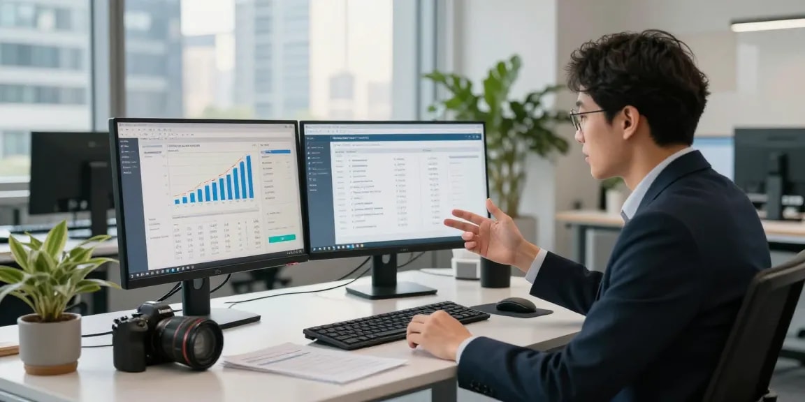 List of newly registered domains for 2026 displayed in a modern office setting.