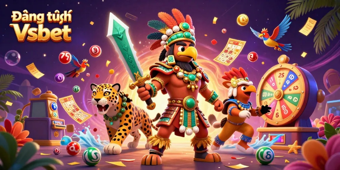 Experience exciting games with Đăng ký Vsbet in a vibrant and colorful lottery themed 3D illustration.