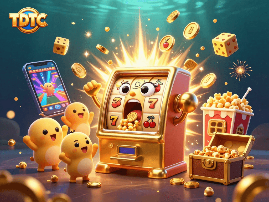 Experience the excitement of TDTC as golden slot machines celebrate a big jackpot!