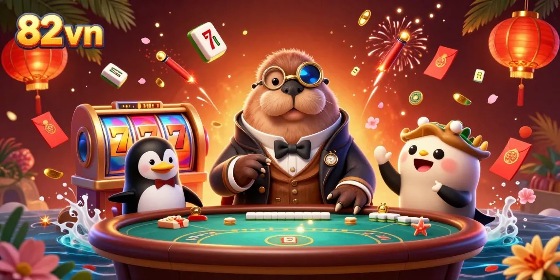 Experience thrilling gameplay at 82 vn with a vibrant underwater casino scene featuring poker and slot reels.