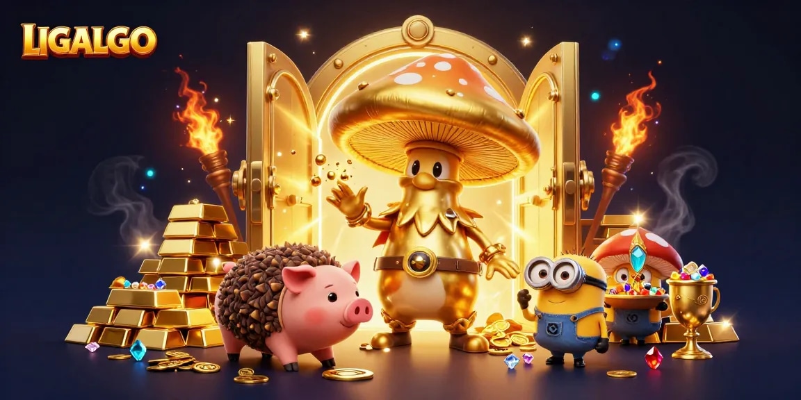 Experience winning magic with LIGALGO as golden treasures burst from a vault in this captivating scene.