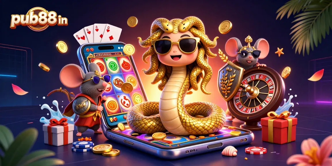 Experience exciting gameplay with pub88 in a vibrant online casino setting featuring Medusa and a warrior mouse.