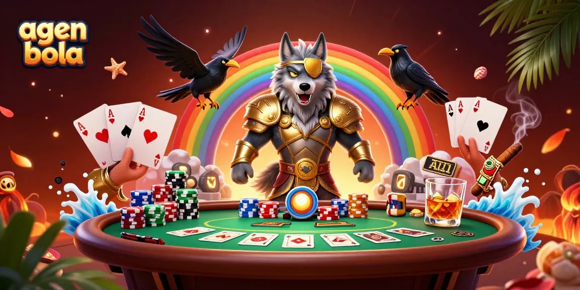 Bet on agen bola with a stunning 3D illustration featuring Odin and casino elements