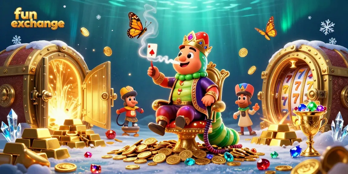 Engage with fun exchange as dynamic characters celebrate gambling with treasures and vibrant casino elements.