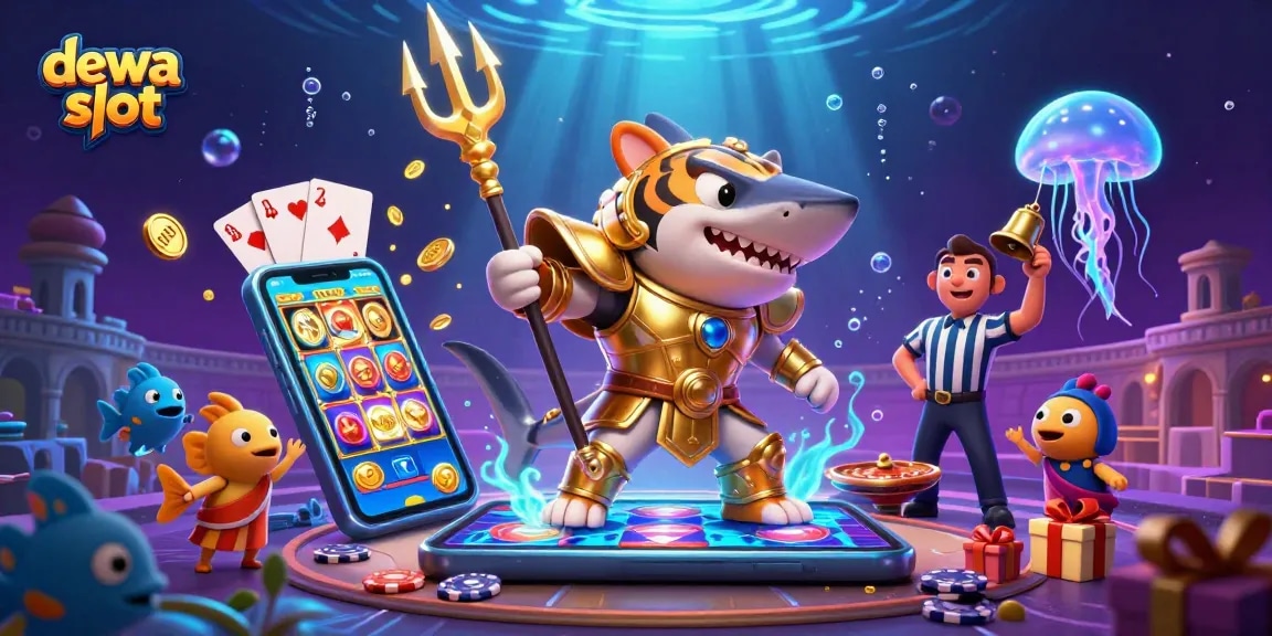 Join the thrilling action at dewa slot with a golden shark gladiator and exciting slot games!