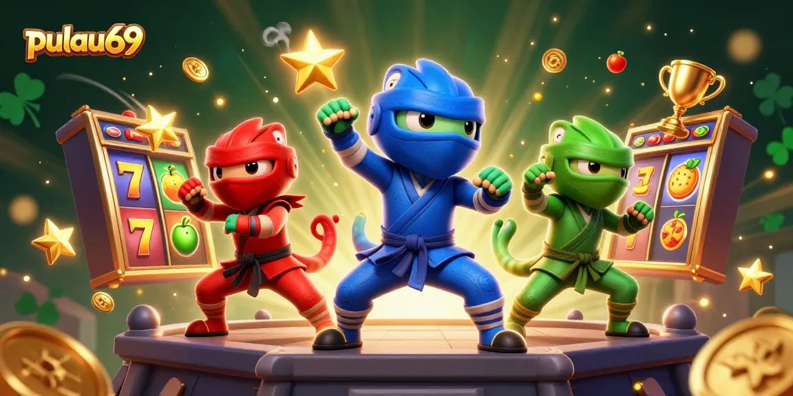 Experience the thrill of pulau69 slots with vibrant chameleon ninjas, dynamic gaming elements, and a captivating casino atmosphere.