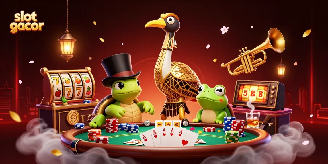 Rasakan permainan slot gacor yang mendebarkan dengan karakter yang hidup dan elemen kasino dalam pemandangan 3D yang berwarna-warni.
