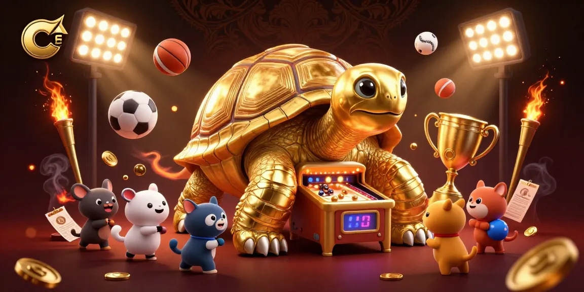 C168 players engaging with a lively casino atmosphere, featuring golden elements and sports balls.