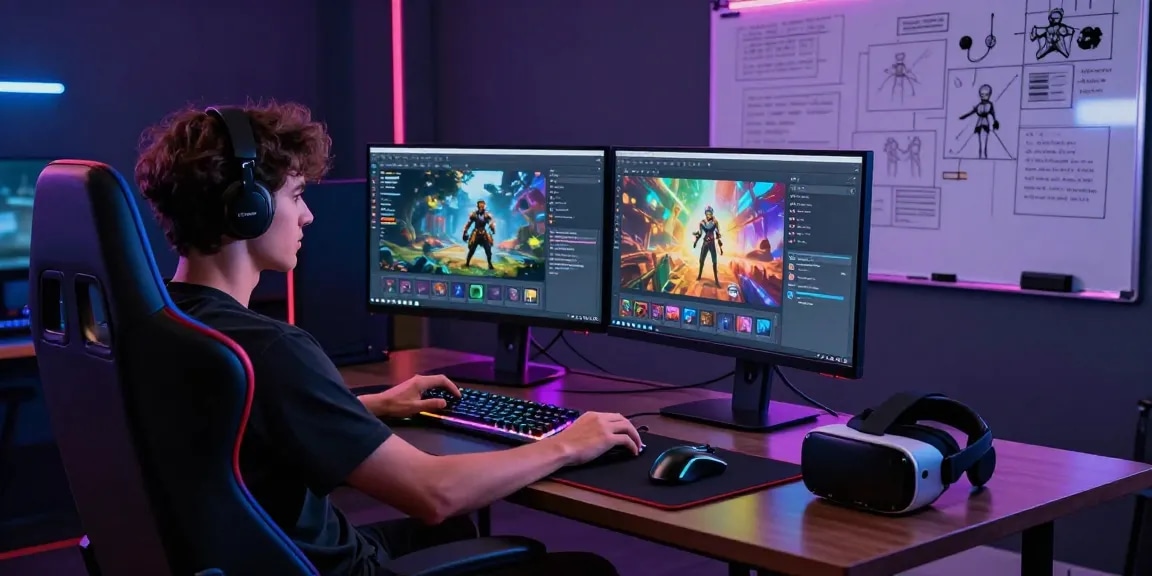 Engaging NSFW AI gaming setup featuring advanced chatbot interaction and vibrant graphics