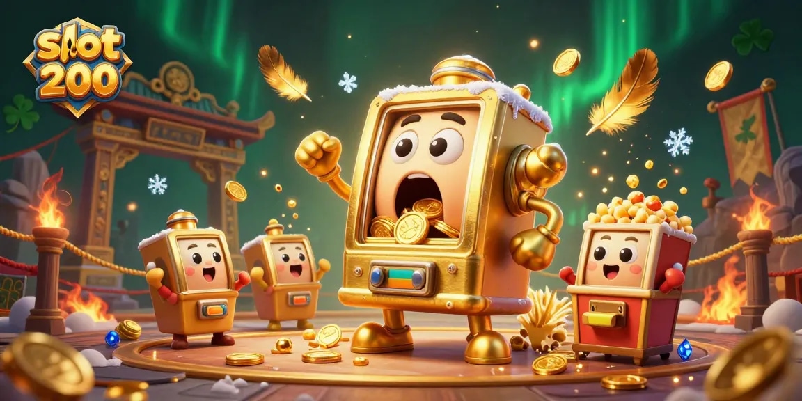 Watch the slot bet 200 animated scene with excited slot machines celebrating a jackpot.