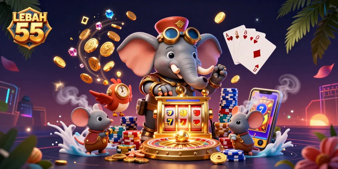 Engage with LEBAH 55's captivating online games featuring dynamic slot machines and action-packed casino elements.