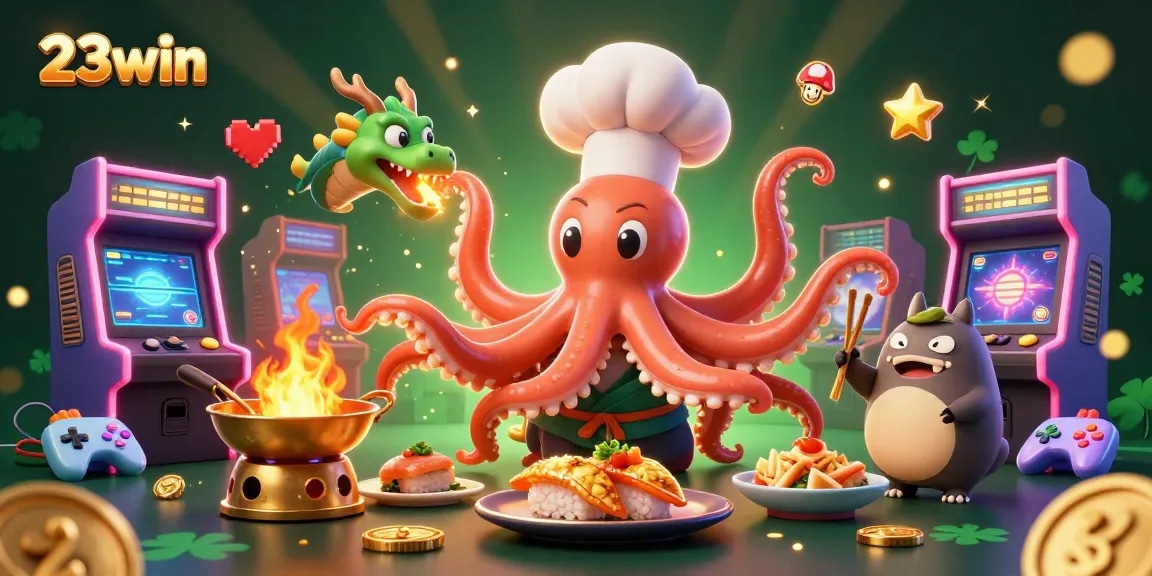 Engage with 23win's vibrant casino world, showcasing exciting games and unique characters.