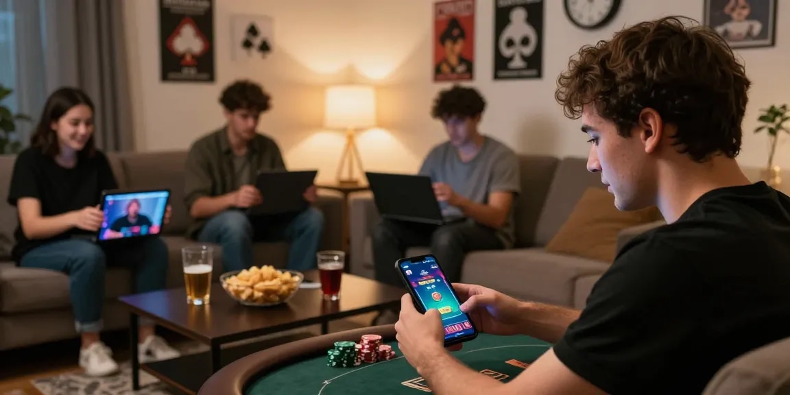 Exciting online poker gaming moment at https://pokergameapk.com.pk/ with friends enjoying real money games in a cozy setting.