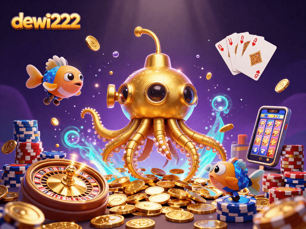 Raih kemenangan di dewi222 dengan ilustrasi kasino 3D yang memukau dan simbol keberuntungan.