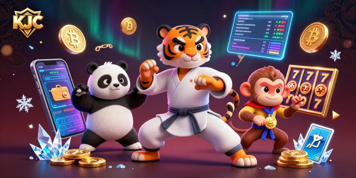 KJC players spin slot reels with a kung fu tiger master and panda in action, stealing golden medals.