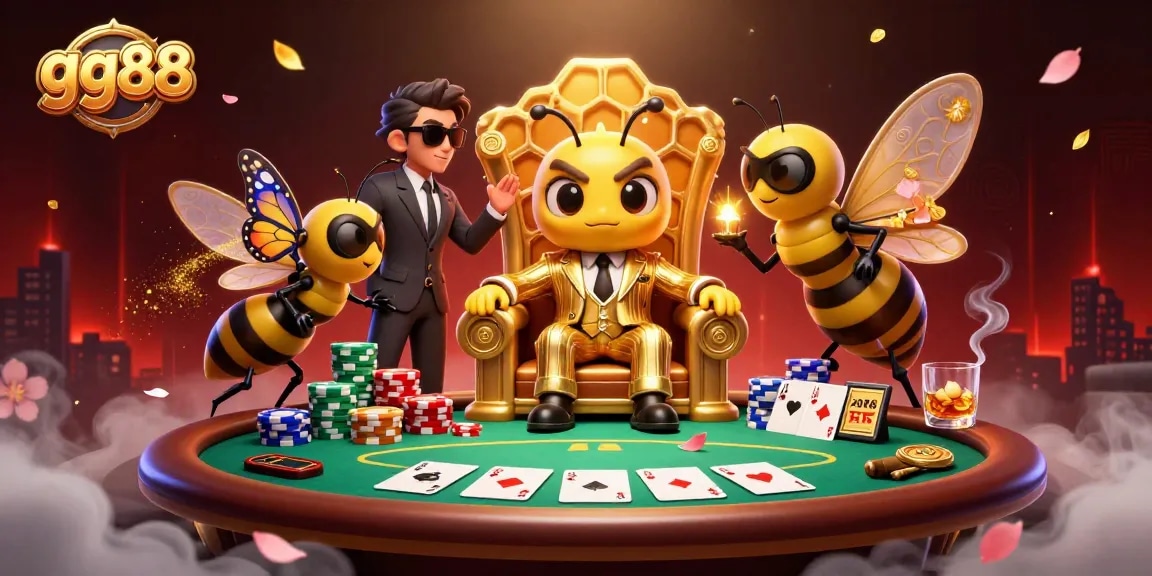 Engage in thrilling poker action at gg88 Casino with the bumblebee mob boss and his entourage.