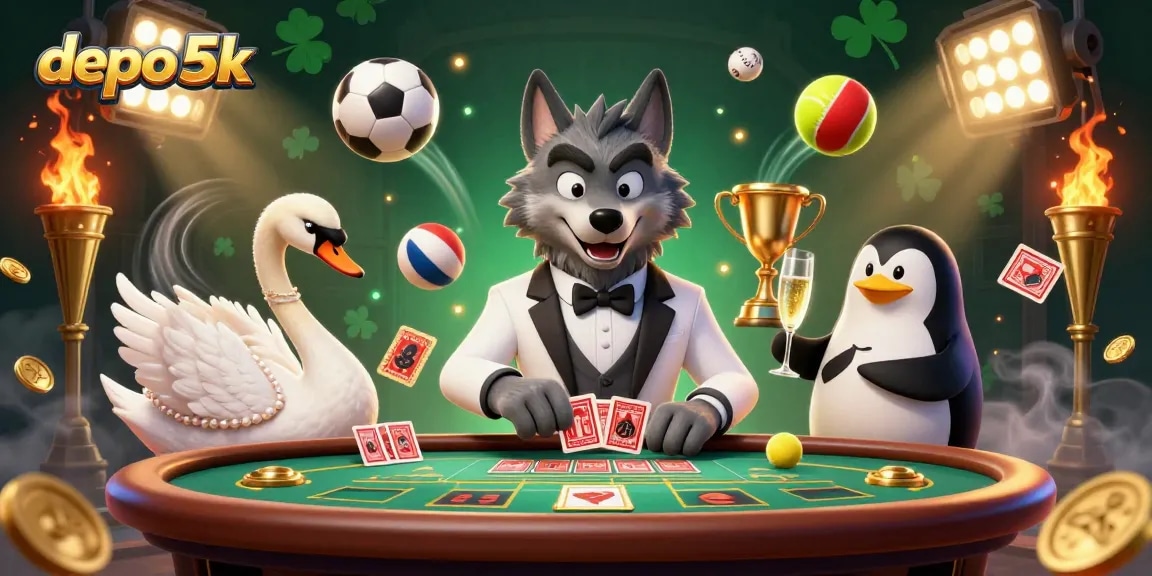 Experience thrilling gameplay with depo 5k in a vibrant casino environment featuring dynamic characters.