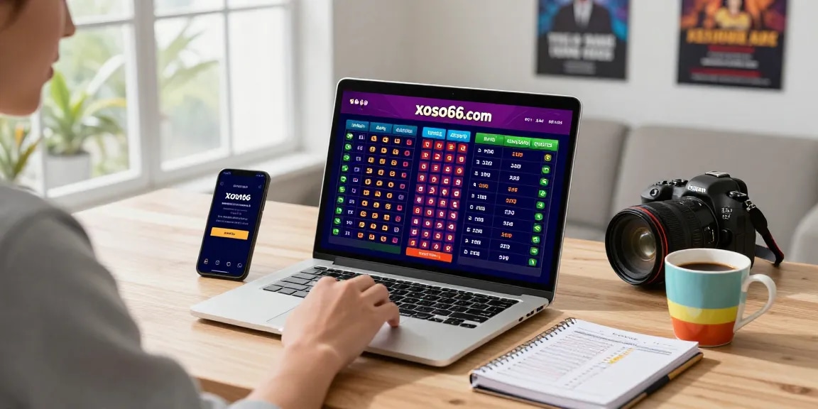 Engaging with xoso66.com for thrilling online betting experience in a modern workspace.