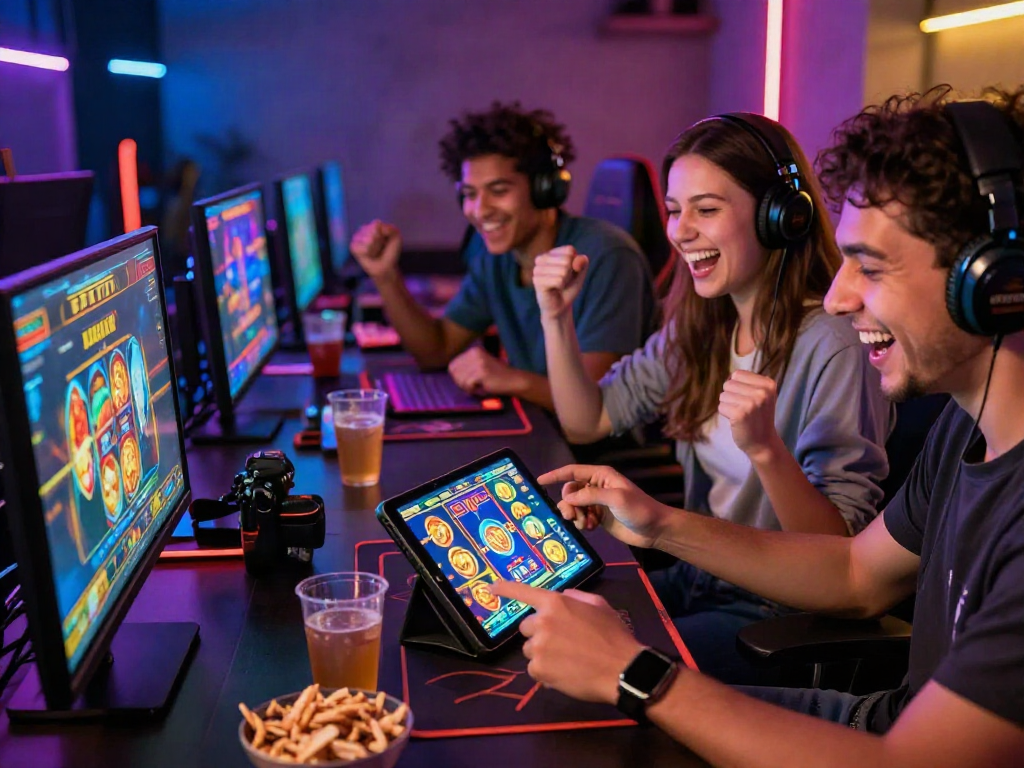 Exciting slot777 game session with friends enjoying vibrant online gaming.