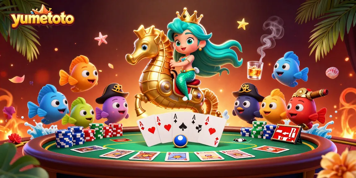 Spin to win with yumetoto at an engaging poker table overflowing with chips and vibrant characters.